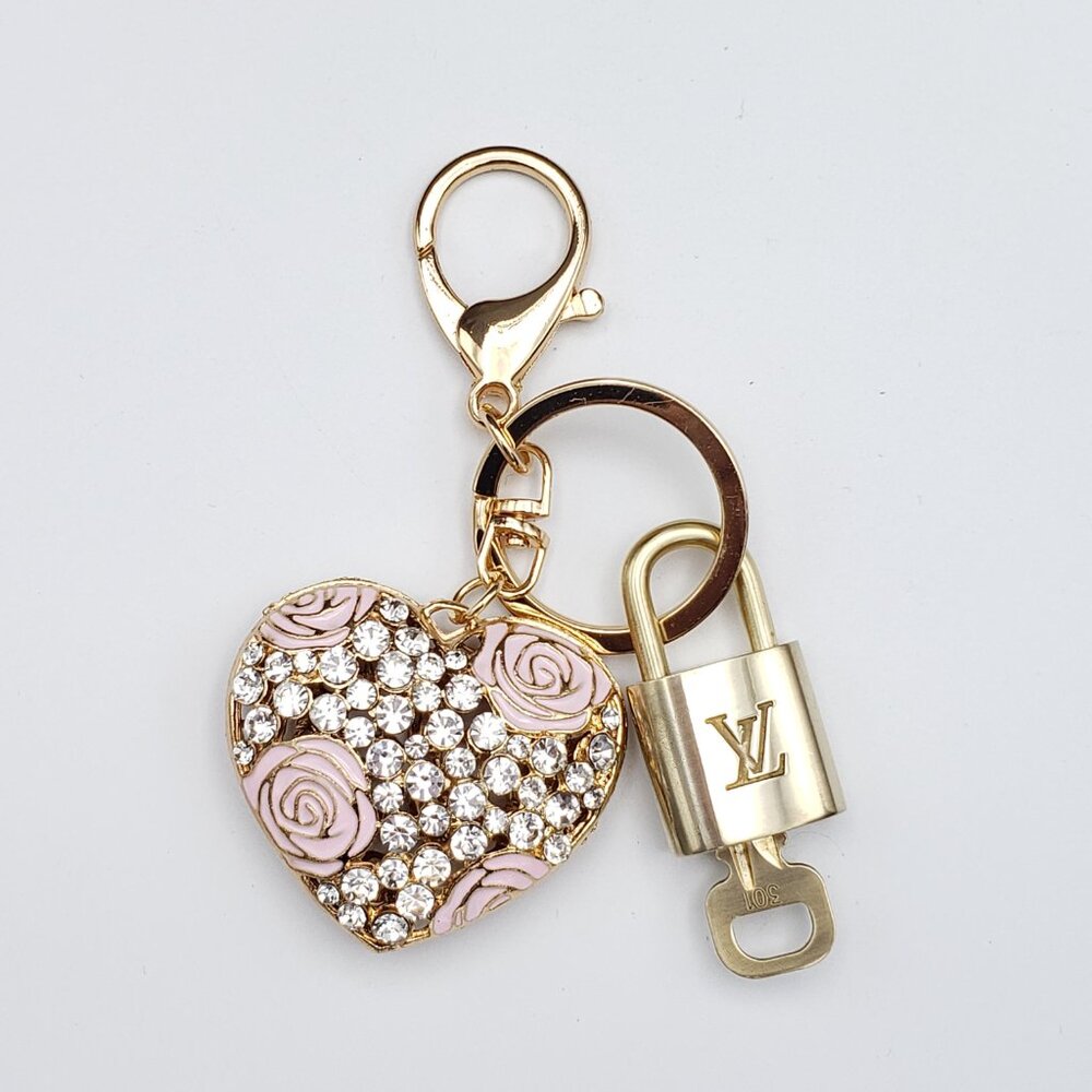 LV Gold Padlock & Key 🔒 Authentic Louis Vuitton Bag Unbranded Heart Charm